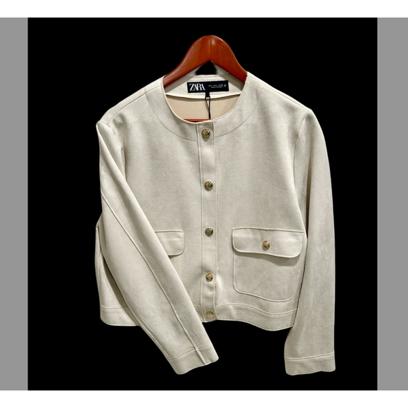 Zara Faux suede short jacket Size L - Picture 3 of 4